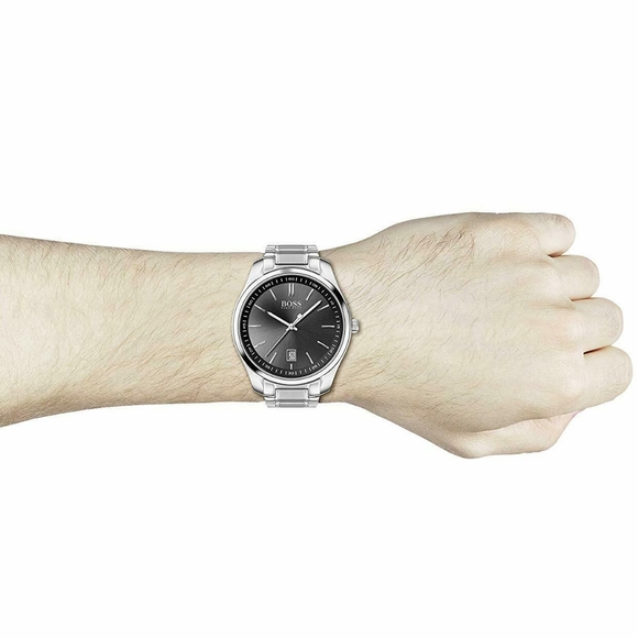 Authentic Hugo Boss Circuit Silver Tone Men's Analog Quartz Watch w/ Black Dial - Picture 8 of 11